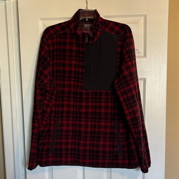 Duluth Trading Co men’s red and black fleece half zip pullover sweater - Picture 1 of 8